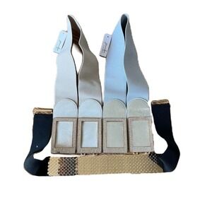 Three Belts Stretchy Silver, Ivory and a Black and Gold Belt